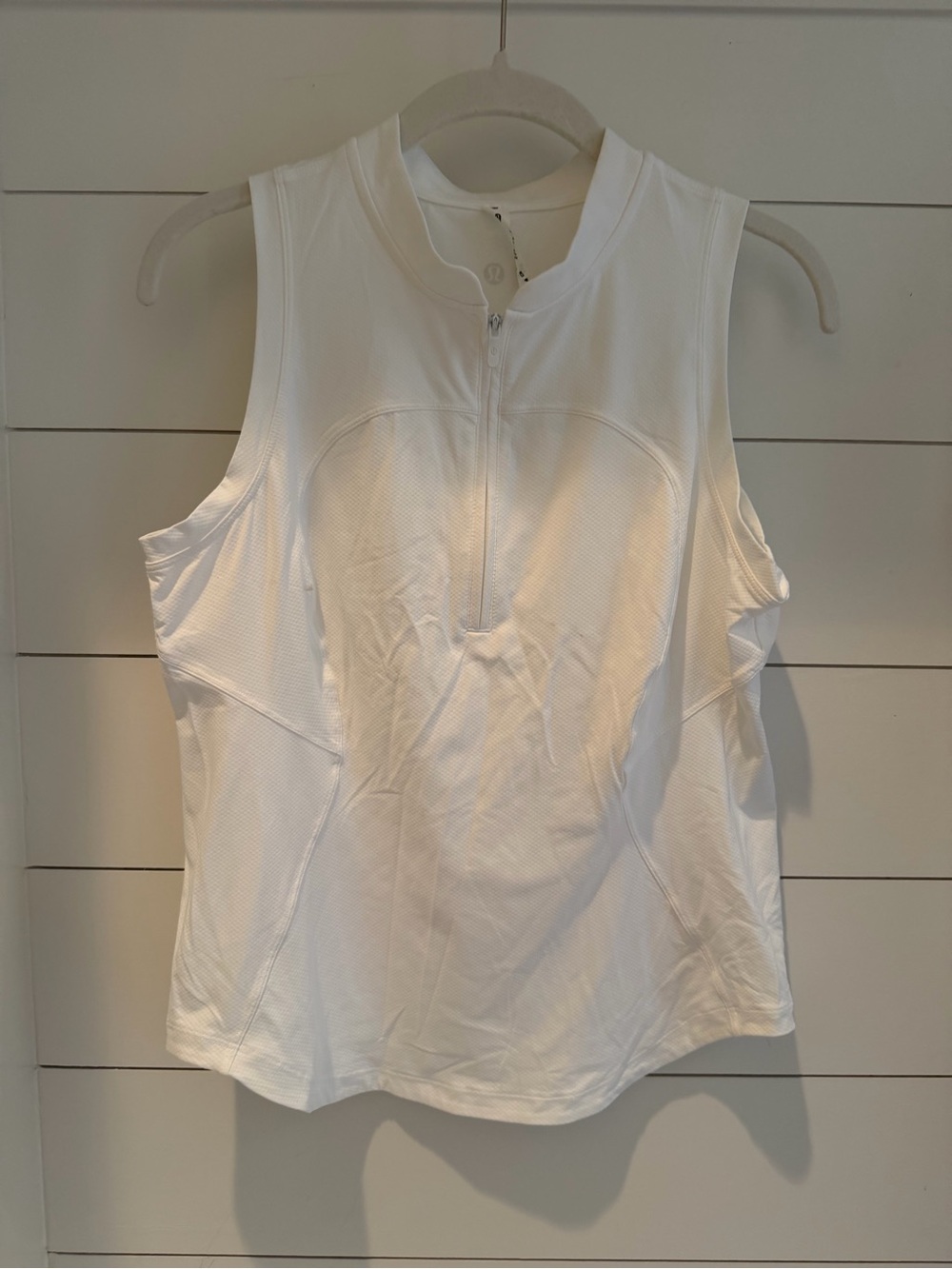 Lululemon Sleeveless White Zip-Front Athletic Top